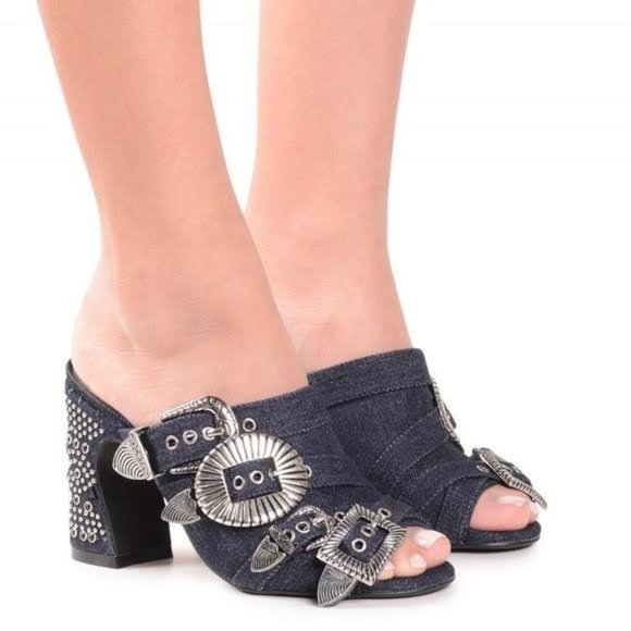 Jeffrey Campbell Shoes - Jeffrey Campbell Fanta Buckle Mules Denim